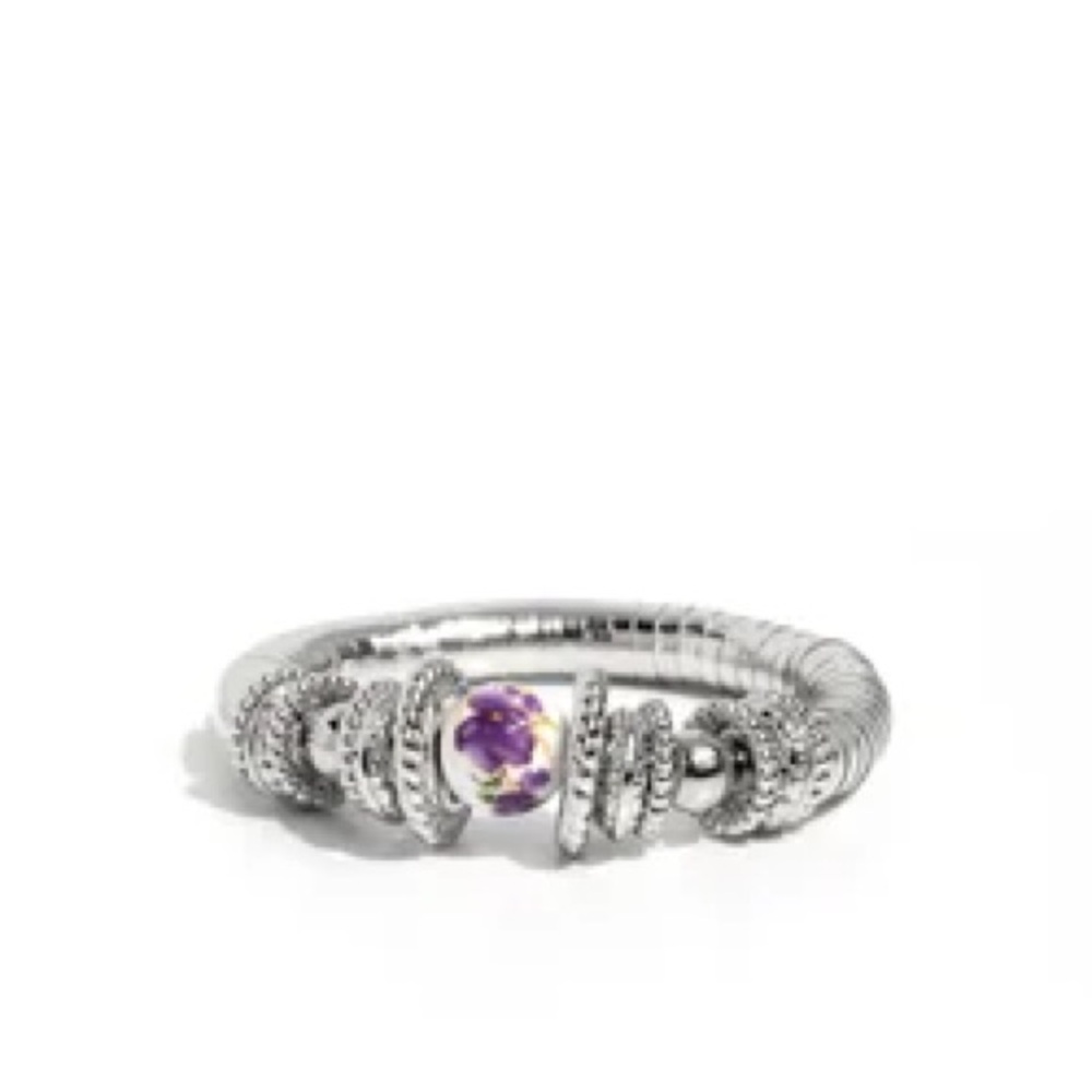 Elegant Silver and Purple Women's Bracelet